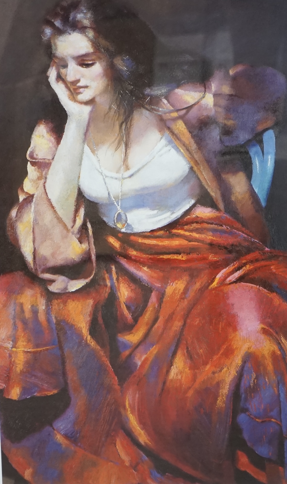 Robert Lenkiewicz (1941-2002), offset lithograph blind stamp signature, 'Esther with silver locket', title in pencil, 298/500, 60 x 35cm. Condition - good